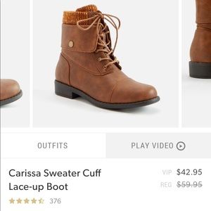 Carissa Sweater Cuff Lace-up Boot